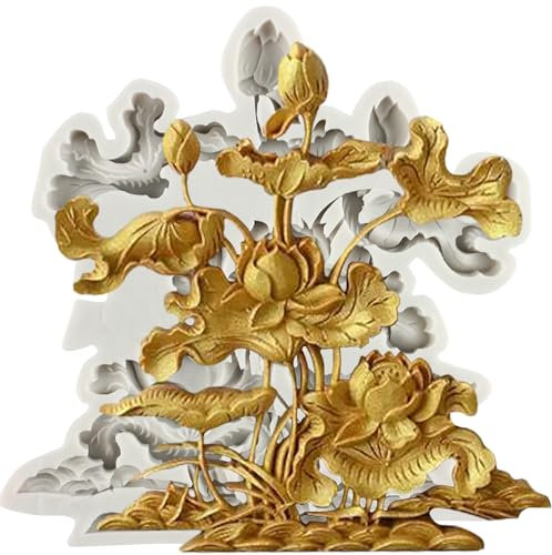 MINFEIDMS Moule en silicone en forme de fleur de lotus pour décoration de gâteaux, pâte à sucre, pâte à sucre, argile polymère