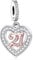 Mon & Sons 21st Birthday Charm - Love Heart Sterling Silver Pandora Compatible Charm