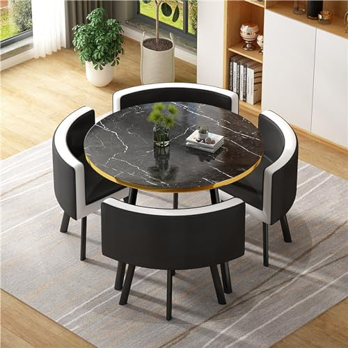 AITEKODVG Büro-Empfangskonferenz-Set, runder Esstisch, kleine Konferenzraumtische, einfacher Bürotisch, runde Möbel, runder Holztisch und Stuhl-Set 90 cm 21