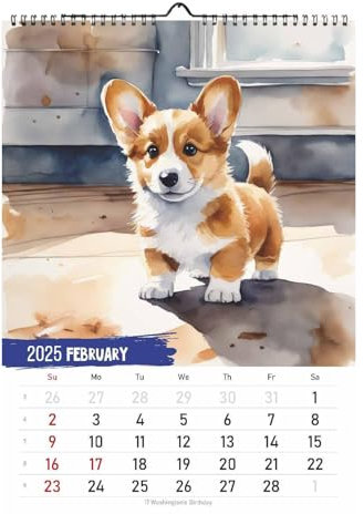 Corgi-Monatswandkalender,Corgi-Kalender 2025 - Hundekalender mit Spiralbindung - Niedlicher Corgi-Jahresplaner, 12-Monats-Kalenderplaner zum Organisieren und Planen