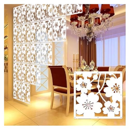 QINGYAN Hängendes Raumteiler-Wandpaneel, Raumteiler-Paneele, Sichtschutzteiler, Wohndekor for Wohnzimmer, Ausgehöhltes Design(White-A,30pcs)