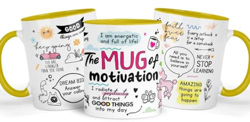 Shamsco Mug of Motivation | Ceramic Coffee & Tea Cup | Inspirational Gift for Positivity, Encouragement & Daily Motivation | Perfect for Birthdays, Office, or Home Use - (Yellow)