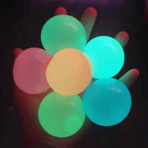 Nimedala Glorbs Bälle, Glorbs Klebebälle, klebrige Deckenbälle, im Dunkeln leuchtende, klebrige Bälle, die an der Decke haften, klebrige Bälle, die springen, lustiges Dekompressionsspielzeug (8Pcs)