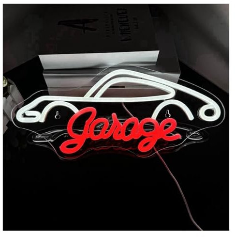 BYNGQW Néon Enseignes lumineuses Decor Panneau Néon Garage Pour Voiture, Lumière LED Pour Atelier De Réparation Automobile Décoration De Salle De Jeux Contrôle Du Moteur Atelier, 40cm×18cm