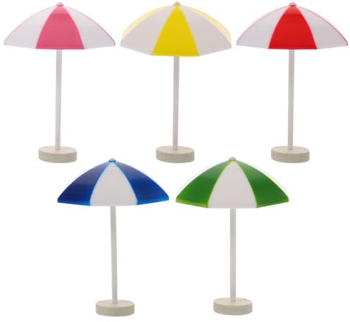 Warmhm Miniatur-Strandschirm Aus Kunststoff Miniatur-Puppenhaus-Strandschirm Mini-Miniatur-Landschaftsdekoration Strand Sommer Hawaii Meer Dekorativer Schirm Geeignet FüR Kreative DIY-Projekte