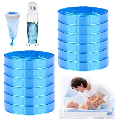 Vankarr Recambios Contenedor de Pañales 12 Piezas Recambios de Papeleras de Pañales Bebe Compatible con Todos los Cubos de Pañales (Azul)