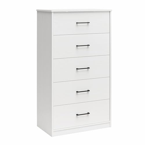 Dorel Home BrEZ Build Pearce Dresser with 5 drawers in White Oak, 40x71x126cm (DxWxH)