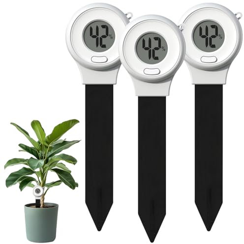 Royal Gardineer Bodenfeuchtemessgerät: 3er-Set Digitale Boden-Feuchtigkeitsmessgeräte für Pflanzen, LCD (Bodenfeuchtigkeits Messer, LCD-Bodenfeuchtigkeits-Messer, Bodenfeuchte)