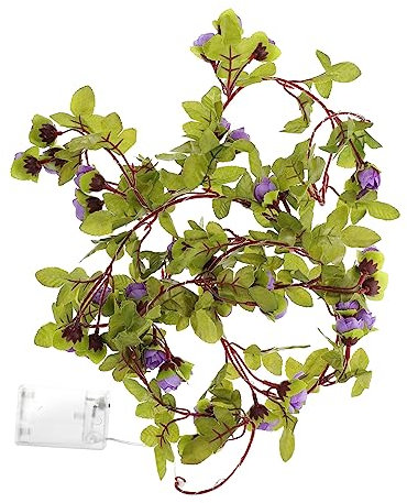 jojofuny 2.2m Led Lichterkette Mit Künstlicher Blumengirlande Batteriebetriebene Dekoration in Blumenrankenform Langlebige Fake Foilage Lichterkette Für Wohn Festtagsbeleuchtung