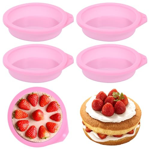 Aysatogc 4PCS Air Fryer Egg Mould, Reusable Air Fryer Egg Molds Muffin Top Pan Non Stick Baking Saucepan Accessories for Baking Eggs Bite Mini Muffins Tart Cupcake Quiche(Pink)