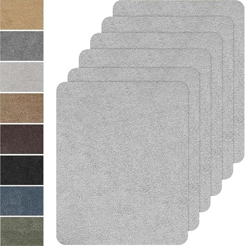 Fondlife Flicken Selbstklebend Stoff,6 Stück 20x30cm Mikrofaser-Patches,Stoff Reparatur Patches Selbstklebend,Samt Reparaturflicken für Sofa, Autositze, Kleidung (Weißgrau)