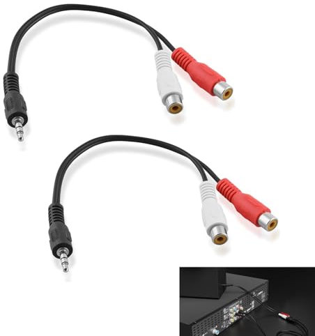 2 Pièces Câble Adaptateur Audio Jack 3.5mm vers 2 RCA - 2x RCA Femelle vers 3,5mm Jack Mâle, Cable Audio Stéréo Plaqué Or, Connecteur AudioHaute Qualité pour Téléphone, TV, Lecteur MP3, Chaîne Hi-Fi