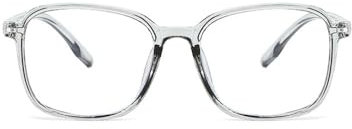Nyxphy Groß Quadrat Blaulichtfilter Kurzsichtige für Männer Frauen Leichte Kurzsichtigkeit Fernbrille Computerbrille (Grau, -0.50, Dioptrien)