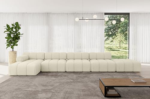 ALTDECOR Modulares Sofa Ecksofa in L-Form Corner modular Sofa Eckcouch Couch Wohnlandschaft Cauchsofa Polstersofa Lizur-L3-475x160x70 cm Beige