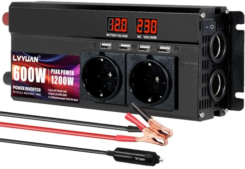 LVYUAN Convertitore 12v 220v 1200W DC ad AC convertitore di Potere Auto Inverter Trasformatore con 4 porte USB, 2 prese EU e 2 prese per Accendisigari