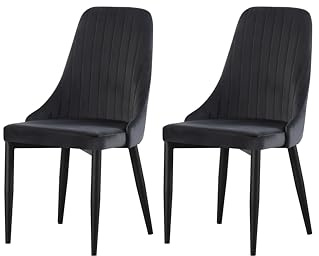 xonox.home – 4 Fuß Stuhl Claudia 44x88x58 cm Anthrazit (Velour) 2er Set – Samt-Esszimmerstuhl robust und stabil – Bis 120 kg belastbar – Luxuriöser Stuhl für Wohnzimmer und Essbereich