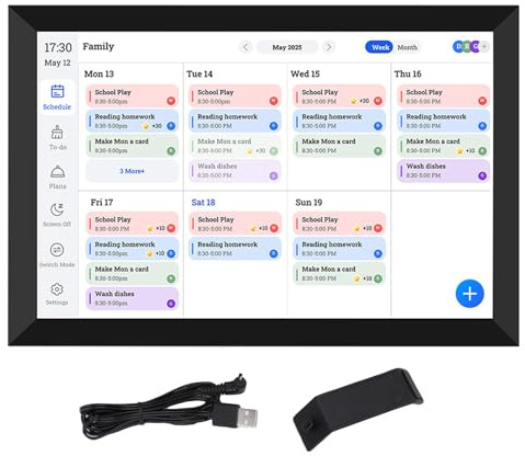 ViaGasaFamido 10.1 Inch Smart Digital Calendar Planner with HD Touchscreen WiFi Sync Chore Chart for Family Meal Planner Organization to Do List