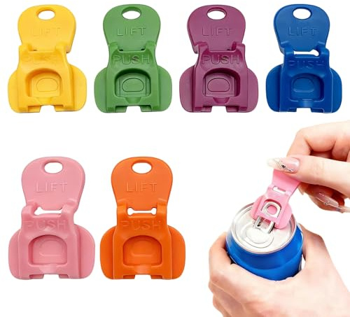 ApexPine 6 Pcs Plastic Ring Pull Can Opener Aids for Beverage Cans | 6 pack plastic ring pull can opener aids, easy can tab openers for soda beer beverage cans senior household daily use