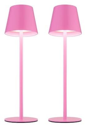 Außenleuchte Tischlampe Akku Tischleuchte Touchdimmer Flaschenaufsatz CCT, pink, USB-C, LED 3W 200Lm warm-kaltweiß, DxH 11,5x36 cm, 2er Set