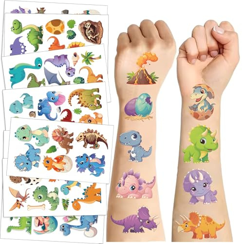 10 Blätter Dinosaurier Temporäre Tattoos für Mädchen & Jungen – Mix Dinosaurier Sticker Aufkleber, Wasserfeste Fake Tattoos für Dinosaurier Party Mitgebsel, Geburtstagsgeschenke & Dekoration