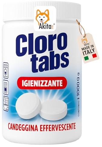 AkitaInk Cloro Tabs - Pastiglie Multiuso di Candeggina Effervescente al Cloro Attivo - (1 Kg)