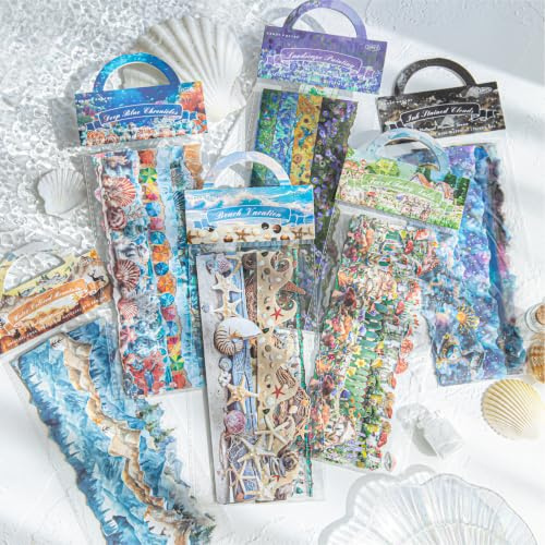 Scrapbook Stickers Zubehör,Nature Theme Journal Aufkleber Für Notizbüchern | Arpaper Scrapbooking Stickers Blume Ocean Series für Bullet Journal,Notebook,DIY Crafts,Tagebuch Planer Album
