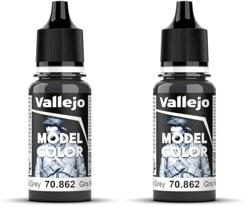 Vallejo Model Color Acrylic Paint, Black Grey, 18 ml, Self-Leveling, BSL System for Modeling and Miniatures (Pack of 2)