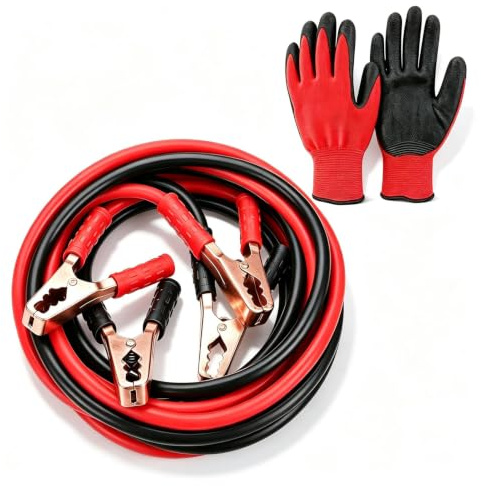 BREEZENEST Heavy Duty Jump Leads Booster Cables with Gloves & Carry Bag Professional Car Battery Jumper Cables for 12V Petrol & Diesel Cars SUVs Vans and Light Trucks 4M/1000AMP