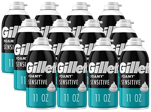 Gillette Foamy Shaving Cream, Sensitive Skin, 11 Ounce (Pack of 12)
