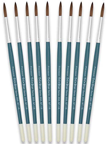 Tristar Série 202 Lot de 10 Pinceaux écoliers poils de poney naturels n°16 Vert