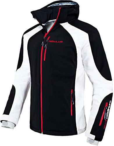 Nebulus Herren Skijacke ROCKSHELL, warme Softshelljacke, praktische und vielseitige Winterjacke, schwarz-weiß - L