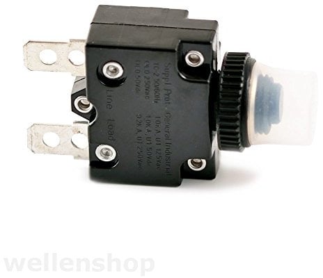 wellenshop 12V Sicherungsautomat mit spritzwassergeschützer Kappe L2 10A Bootssicheung Automatik