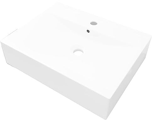 vidaXL Vasque à Poser Céramique Rectangulaire Blanche Salle de Bain Toilette