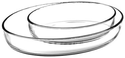 Cazuela ovalada y transparente, juego de 2
