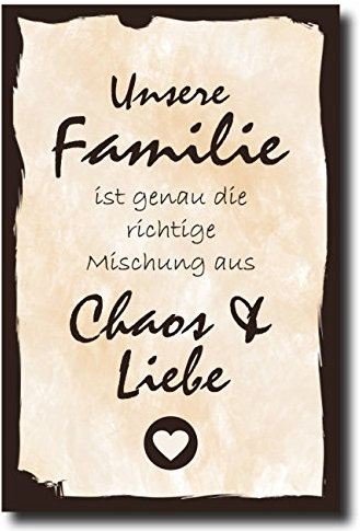 Homeyourself Holzschild Dekoschild Unsere Familie ist genau die richtige Mischung aus Chaos und Liebe mit Spruch 20x30cm Shabby Chic Vintage Wandschild Türschild Holzbild Holztafel Bild