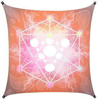PSYWORK Schwarzlicht Segel Spandex | Goa Sacred Geometry One | 3 x 3m | UV-aktiv | Leuchtend | Wandtuch Wandbehang Stoff Neon Deko Party Tuch Tapestry Poster PSY