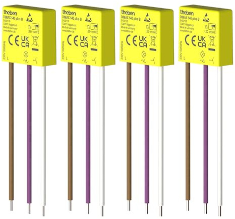 Theben Multipack 5400130 DIMAX 540 plus B, 4 Stück Mini Unterputz-Dimmer | 4er Set ultrakompakter UP-Dimmer (25,5 x 26,4 x 10,4 mm) für R/C-Lasten, benötigt keinen Neutralleiter, 100 m Kabellänge
