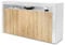 Vladon Sideboard Valencia, Made in Germany, Kommode mit 3 Türen und 1 offenem Fach, Weiß matt/Brombeer Hochglanz/Weiß Hochglanz (155 x 92 x 40 cm)