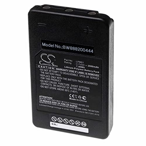 vhbw Akku Ersatz für Autec LPM01, LPM01LI, MHM03, R0BATT00E10A0 für Industrie-Funkfernsteuerung Fernbedienung (2000mAh, 3,7V, Li-Polymer) - Schwarz