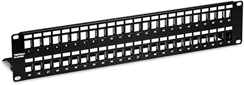 TRENDnet, TC-KP48S, Panel de conexión HD 2U blindado con 48 Puertos en Blanco, Recomendado con Conectores Keystone Cat6A TC-K06C6A (se Venden por Separado)