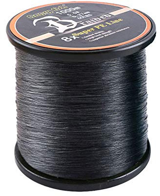 LSHEL Geflochtene Angelschnur 8fach 1000m PE Super Starke Geflochtene Schnüre, Schwarz, 8.0# 0.50mm/36.28kg/80lb