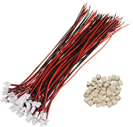 TuToy 100Pcs Mini Micro Jst 1.0Mm Sh 2-Pin Stecker Mit Drähten Kabel 150Mm