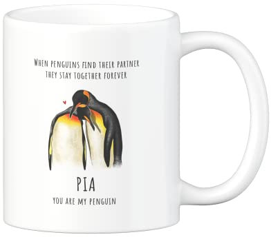 LOOXIS Personalisierte Tasse mit Namen, Text & Motiv bedruckt – 325ml, Keramik, versch. Farben – Geschenkidee Männer, Frauen, Jahrestag, Valentinstag, Geburtstag – Pinguin