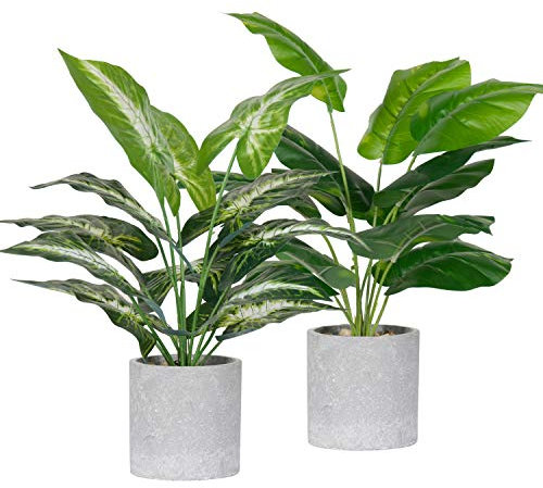 Der Rose Paquete de 2 Plantas Artificiales en Maceta para Oficina, Escritorio, hogar, decoración de Granja