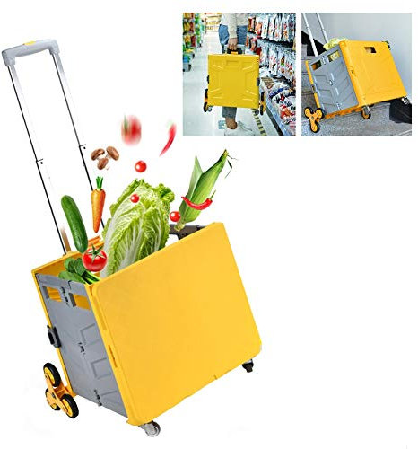 ASN Einkaufskorb mit Rollen Kaufwagen Klappbox, 75L Schwere Praktische Einkaufswagen, SUV Aufbewahrungsbox Mit Teleskopgriff, Benutzt for Haus, Büro, Camping-Ausflug