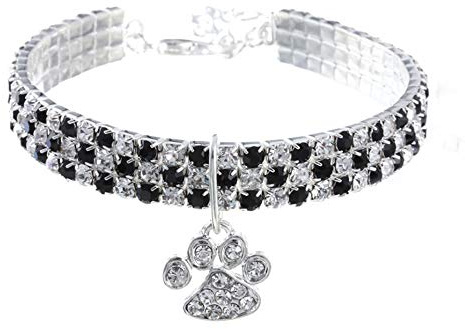 RayMinsino Haustierhalsband mit Diamanten, verstellbarer Kristalldiamant elastischer Herzklauenanhänger Hochzeitskatze und Hund kleiner Haustierhalskettenschmuck