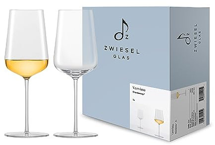 Zwiesel Glas Chardonnay Weißweinglas Vervino (2-er Set), edle Weingläser mit Moussierpunkt, spülmaschinenfeste Tritan®-Kristallgläser, Made in Germany (Art.-Nr. 122168)
