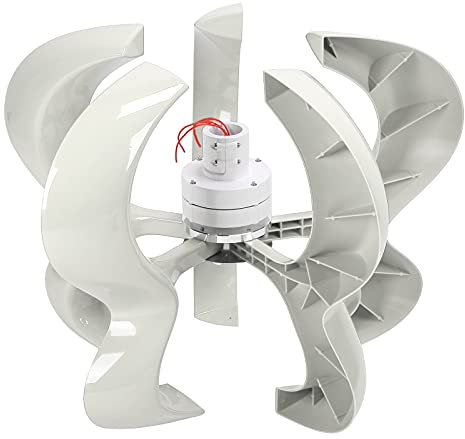 Kit Generatore Eolico 600W 5 Pale Ad Asse Verticale Turbina Eolica per Sistema Solare Eolico Bianco(48V)