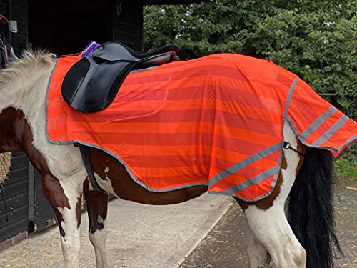 Equipride Reflex Hint-Übungsdecke, hochsichtbar, Vierteltuch, Sattelspalt, Voll/Cob/Pony, Neon-Orange (Pony)