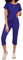 Totatuit Damen Trainingsanzüge Set mit Kurze ärmel Tops und 3/4 Hose Schulterfreier Elastischer Bund Dehnbarer Zweiteiliges Outfit Loungewear Saphir XL